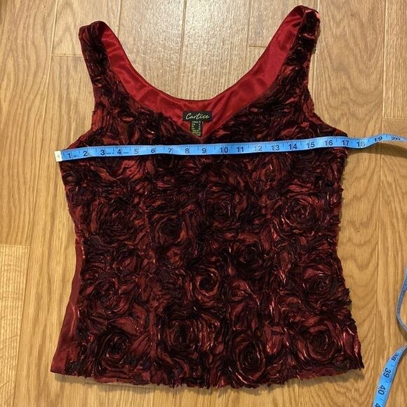 CARTISE Women’s Deep Red Black  Floral Sleeveless Top (Size 10/8) - Picture 6 of 10